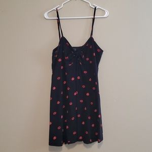 Forever 21+ Black Skater Dress 2x w/ Lips Print